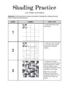 a sheet with instructions for shading practice