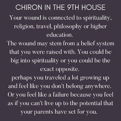 a poem written in black and white with the words chron in the 9th house