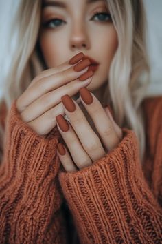 20 Fall Nail Designs That Scream Cozy Vibes Fall Acrilyc Nails Ideas, Autumn Colored Nails, Fall Nail Palette, November Nails Fall Matte, Fall Nails For Olive Skin Tone, Nail Color For Redheads, Square To Almond Nails, Diy Fall Nail Designs, Fall Nails 2024 October