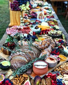 a long table filled with lots of food