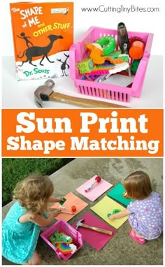 Sun Print Shape Matching- Activity to use with the Dr. Seuss Book The Shape Of Me And Other Stuff.  Fun for toddlers, preschoolers, or kindergarten. #seuss #drseuss #activity #preschool #preschoolactivity #shapes The Shape Of Me And Other Stuff Craft, Stem Preschool, Preschool Weather, Dr Seuss Crafts, Science Centers