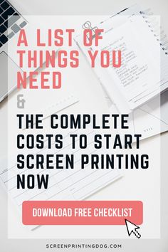 Complete checklist of things and cost that you need to start screen printing now Tshirt Printing Business, Screen Printing Supplies