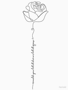 a drawing of a single rose with the words i love you in cursive writing