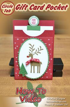 a card with a reindeer on it and the words how to video below that reads, gift card pocket