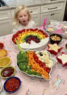 Unicorn Magic Birthday Spread by The BakerMama Unicorn Party Food Ideas, Budget Images, Food Ideas On A Budget, Rainbow Party Food, Birthday Spread, Recipes Using Bananas