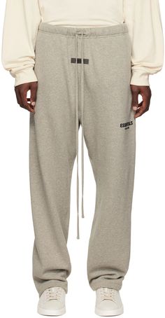 Essentials: Gray Relaxed Lounge Pants | SSENSE Essentials Pants, Essentials For Men, Essentials Clothing, Baddie Vibes, Drawstring Jacket, Black Crewneck Sweatshirt, Sweatpants Outfit, Relax Pants, Raglan Sweater