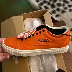 Vans Nasa Orange Vans Leather Sneakers, Spring Vans Leather Sneakers, Leather Vans Sneakers For Spring, Spring Leather Vans Sneakers, Shoes Vans, Men's Vans, Mens Vans, Vans Shoes, Mens Shoes Sneakers