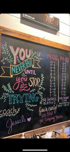 a chalk board with some writing on it