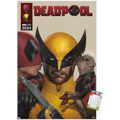 the cover to deadpool comic book, featuring two men in costumes and one is holding a