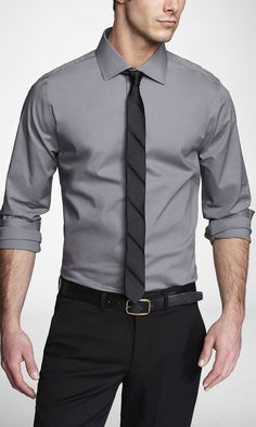 Shirt And Tie Outfits, Shirt And Tie Combinations, Formal Dresses For Men, Shirt Outfit Men, Shirt And Tie, Grey Shirt Dress, Formal Shirt Dress, Formal Men Outfit, Dress Shirt And Tie