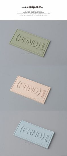 three different types of metal labels on a gray surface with the words friends printed on them