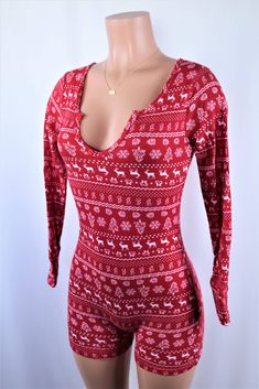 Size: XL, Color: Red Multi Red Pyjamas, Red Pajamas, Christmas Romper, Cute Clothing Stores, Romper Bodysuit, Cute Clothing, Clothing Stores, Christmas Pajamas, My Outfit