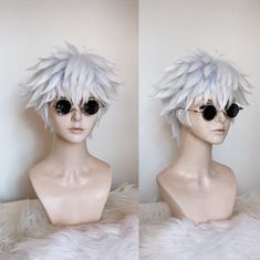 If you have a short deadline please consider the available wigs, or message me !  glasses not included MADE TO ORDER 30-45 days. (its on order currently) 1. SALE - The regular Silver wig  3. White / Lilac The roots are coloured around the entire wig. Keep in mind the white is more see through, easier to see the netting in the back. I will send a skin coloured wig cap so its less noticeable. DM me with questions ! SIZE Option 1 Silver Average wig cap size of 23.6" (cap size from 50-60cm).  Option Silver Wig, Silver Wigs, White Lilac, Wig Short, Large Face, Costume Hats, The Roots, Wig Cap, Photo Displays