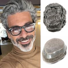 ad eBay - Grey Human Hair Toupee for Men Pu Fine Mono Lace Front Male Wig System Hairpiece - Buy Now, click the link (eBay) Mens Toupee, Hair Toupee, Men's Wigs, Mens Wigs, Regrow Hair, Human Virgin Hair, Lace Hair, Styling Products, Hair Game