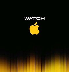 an apple logo is shown on a black and yellow wallpaper with the words watch