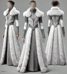 Game Of Thrones Dress Gowns, Tevinter Fashion, Game Of Thrones Wedding Dress, Medieval Cold Weather Clothes, House Stark Fashion, Fantasy Winter Outfits, Game Of Thrones Inspired Outfits, Dragon Inspired Outfits, Winterfell Dress