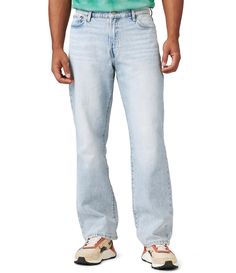 From Lucky Brand&#x2C; these jeans feature:Mid riseStraight fitDeco stitchZip fly/button closureFlat front5 pockets (3 in front  2 in back)Relaxed fit; straight legsCotton/1% lycraMachine wash; tumble dryImported Mens Straight Jeans, Straight Fit Jeans, Lucky Brand Jeans, Brand Jeans, Light Wash Denim, Dillard's, Jeans Brands, Straight Jeans, Jeans Fit