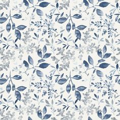 Tinker Navy Woodland Botanical Wallpaper from the Flora & Fauna Collection by Brewster Home Fashions Navy Blue Phone Wallpaper Floral, Navy And White Wallpaper Floral, Navy Blue Boho Wallpaper Iphone, Botanical Navy Blue Wallpaper, Navy Blue Bathroom Wallpaper, Blue Patterned Wallpaper, Botanical Wallpapers, Pantry Wallpaper, Linen Backdrop