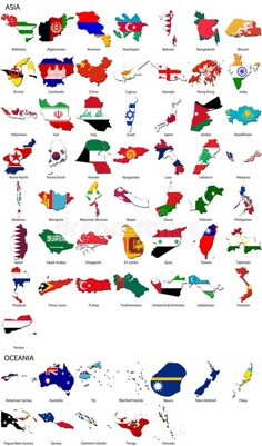 an illustrated map of the world with all states and their flag colors royalty illustration on white background