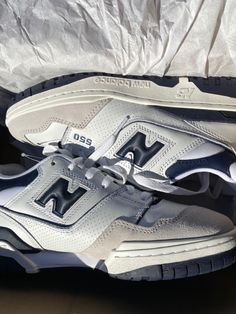 New Balance 550s Navy, Navy New Balance 550, New Balance 550 Dark Blue, Navy New Balance, Hypebeast Shoes, Sneaker Closet, Trainers Outfit, Allen Edmonds Shoes, Vintage Style Shoes