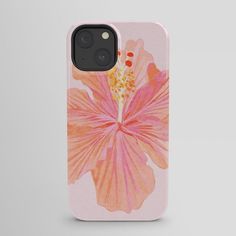 an iphone case with a pink flower on it