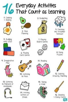 a poster with the words 10 everyday activities that count as learning and how to use them