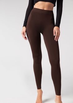 Ultra-Opaque Microfiber Leggings - Calzedonia Dark Brown Leggings, Leggins Outfit, Opaque Leggings, Tall Leggings, Coloured Leggings, Brown Leggings, Seamless Top, Walk In My Shoes, Comfy Leggings