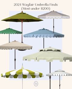 several umbrellas with different colors and sizes are shown in this graphic above the image