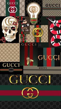 gucci logo collage with skull and snake