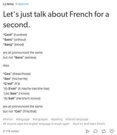 an email message with the words let's just talk about french for a second