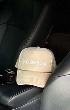 Color: Tan w/ White Embroidery 100% Polyester - Front 100% Nylon Mesh - Back Adjustable Back Tan Trucker Hat, Jesus Embroidery, Christian Apparel, White Embroidery, Christian Clothing, Apparel Design, Fun Bags, Design Inspo, Caps Hats