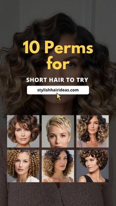 Explore the lively charm of a dynamic, multi-textured perm, perfect for those seeking a hairstyle that combines various curl sizes and patterns for a trendy, vibrant finish. Discover more enchanting short hair perms to try this year by clicking here. Curly Hair Perm Types, Perms For Short Hair Before And After, Perm Sizes Curls, Pin Curl Perm, Short Hair Perms, Short Hair Perm Women, Perm Hairstyles For Women, Perms For Short Hair Loose, Short Permed Hair Before And After