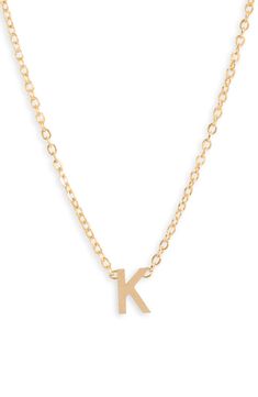 Personalize your stack with this layering-friendly necklace centered with a dainty pendant of your favorite initial filled with 14-karat yellow gold. 16" length 14k-gold fill Made in the USA Gold K Necklace, Initial Necklace K, Letter K Necklace, Necklace K, K Necklace, Dainty Pendant, Initial Pendant Necklace, Initial Pendant, Initial Necklace