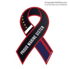 a red and black ribbon with the words proud marine dad