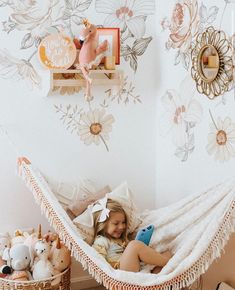 Wall Hammock Kids Rooms, Girls Hammock Bedroom, Indoor Hammock Kids, Indoor Hammock For Kids, Hammock In Bedroom Kids, Boho Kids Bedroom Girl Rooms, Bedroom Hammock Ideas, Kids Hammock Bedroom, Whimsical Toddler Room