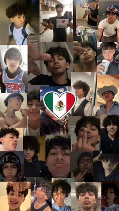 a collage of many different people with the flag of mexico on their shirt and hat