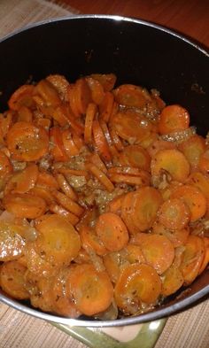 the food is cooked and ready to be eaten in the skillet on the table