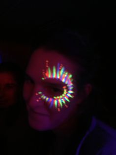 Uv Painting, Dark Face, Glitter Bar, Party Tattoos, Full Moon Party, Neon Makeup