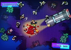 an overhead view of a zombie shooter game