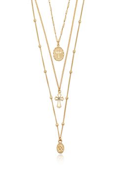 Let's Go Layers 18k Gold Plated Necklace Popular Necklaces, Hair Upstyles, Pearl Cuff, Trendy Girl, Back Necklace, Necklace Sets, Medallion Necklace, Pretty Necklaces, Chain Anklet