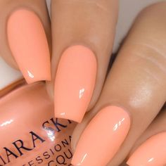 Plane Nail Colors, Nails Plain Acrylic, Plain Acrylics, Pale Pink Nail Polish, Uñas Color Coral, Nail Polish Product, Peach Acrylic Nails, Fierce Nails, Peach Colored Nails