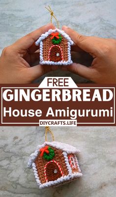 the gingerbread house ornament is made from crochet