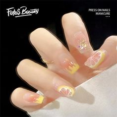 Click here to view more Fofosbeauty Press On Nails at lower price! Fofosbeauty--Press on nails 24 Pieces set 12 different sizes. Artificial nails design your own nails for weddings, parties, weekend dating, or special occasions. Acrylic nails art accessories design 24 pcs set full nail design fake nail tips with free nail glue sticker sheet and mini nail file. These tools can help you wear fake nails better, and the operation is easy and convenient for everyone. Clip-on nails have different size Lemon Nails, Fake Nails Designs, Short Nails Art, Fake Nails With Glue, Butterfly Nail, Fruit Design, Yellow Nails, Stick On Nails, Nails Short