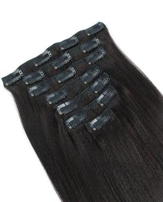 If you want to add volume and improve hair texture, clip-in hair extensions are an instant solution. It's affordable. Very easy to install and will blend seamlessly to your natural hair. 7 Pieces: One weft with 4 clips, two wefts with 3 clips, four wefts with 2 clips. 100% Human Hair in Natural Color. Weighs about 120g. If your head is large or if you have very short hair, you might need two sets for a full head. Relax Hair, Laced Hair Extensions, Yaki Hair, Black Hair Extensions, Very Short Hair, Clip In Hair, Clip In Extensions, Relaxed Hair, Lace Hair