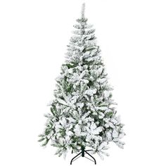 a white christmas tree with snow on it