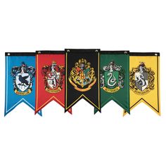 the harry potter house flag is shown in five different colors