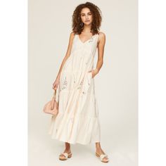 Off white floral cotton blend (98% Cotton, 2% Spandex). Maxi. Sleeveless. V-neck. Pull on. 48" from shoulder to hemline. Imported. Bohemian Summer, Rent The Runway, Floral Maxi, Plunging Neckline, Blossom, Cotton Blend, Off White, V Neck, Floral