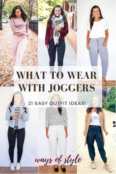 What To Wear With Joggers (21 Stylish Outfits) - Ways of Style Womans Jogger Outfits, Teacher Joggers Outfit, How To Style Cargo Joggers Women, What To Wear With Joggers Casual, Tops For Joggers Women, Twill Joggers Woman Outfit, How To Wear Joggers Women, Shoes To Wear With Jogger Pants, Dressed Up Jogger Outfit