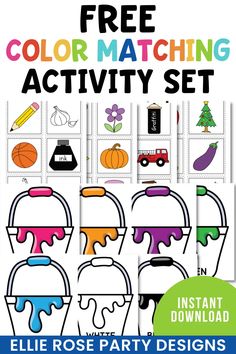 the free color matching activity set is available for children to use in their own activities