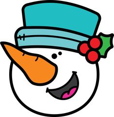 a snowman with a blue hat and holly berry on his head